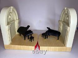 2011 Levenger Carnegie Hall NYC pair 8 bookends with model Steinway grand pianos