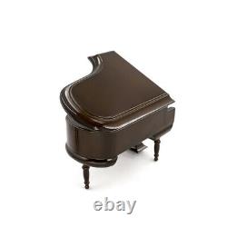 Miniature Wooden Grand Piano Model with Stool 112 Dollhouse Action Figure 110