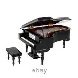 Miniature grand piano model with stool mini musical instrument 1/12 doll house