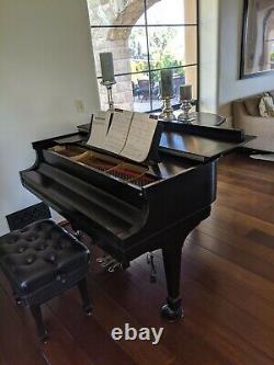 Steinway Model M 5' 7 Polished Ebony 1924 Grand Piano, Rebuilt 2014 #224067
