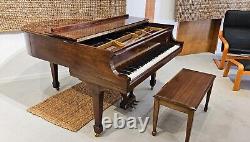 Steinway & Sons S 5'1 155cm 1953 Glossy Walnut Baby Grand Piano with Brass