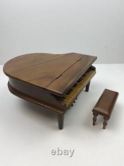 Vintage Baby Grand Piano and Bench Wood Model 4.75 x 9 x 8.25 Beautiful