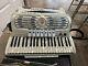 Vintage Titano Accordion Made In Italy, Pearl White Model Grand 17 Inch