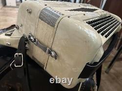 Vintage Titano Accordion Made in Italy, Pearl White Model Grand 17 Inch