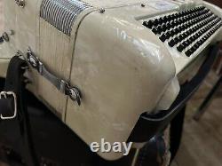 Vintage Titano Accordion Made in Italy, Pearl White Model Grand 17 Inch