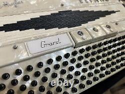 Vintage Titano Accordion Made in Italy, Pearl White Model Grand 17 Inch